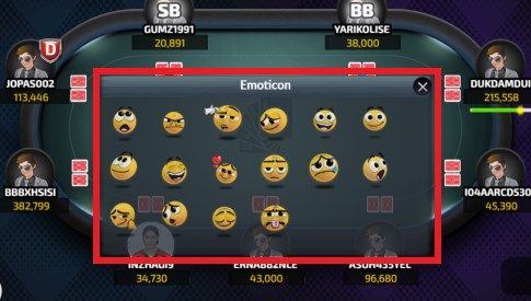 Fitur Emotikon Game Texas Poker