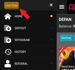 Tombol Livechat Arizona88apk