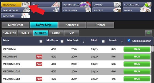 Tombol Main Texas Poker